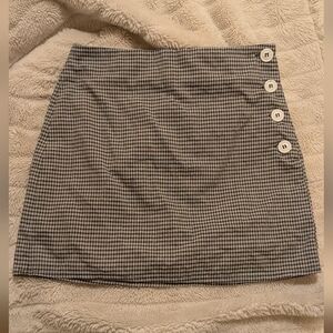 Urban Outfitters Black & White Gingham Mini Skirt with Side Buttons